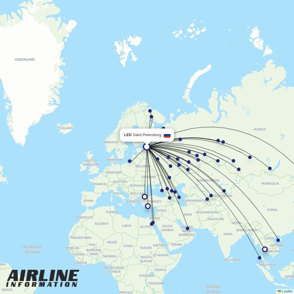 Aeroflot routes from LED