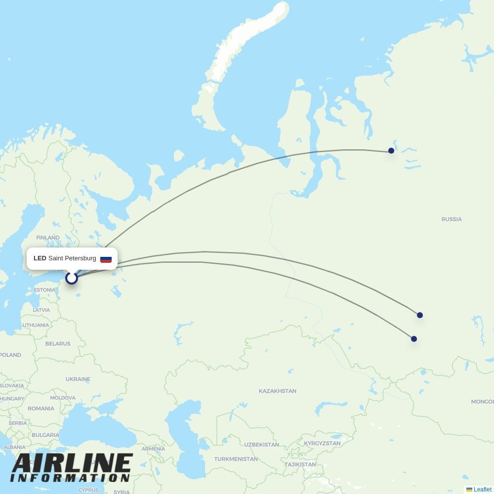NordStar routes from LED