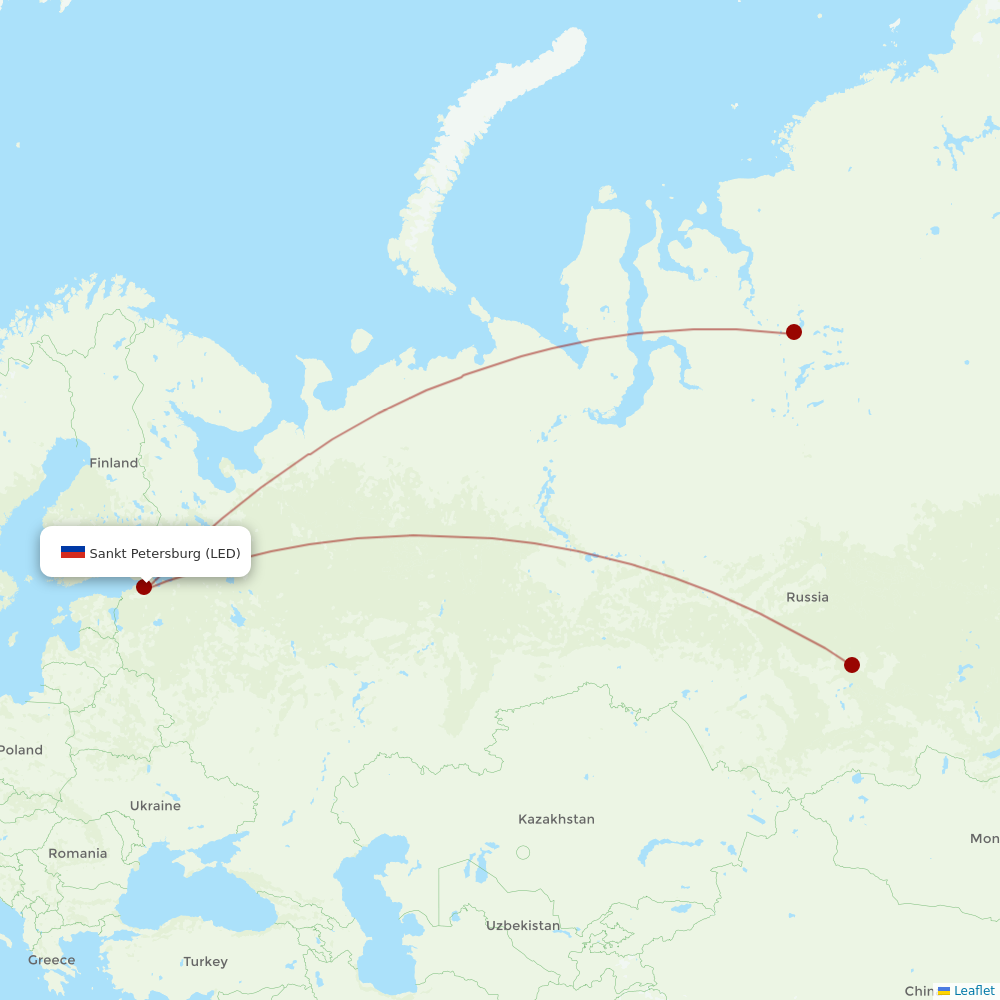 NordStar Airlines at LED route map