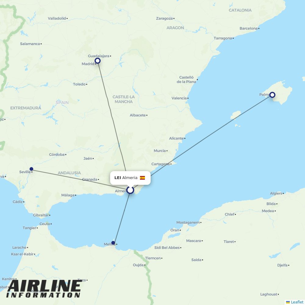 Iberia routes from LEI