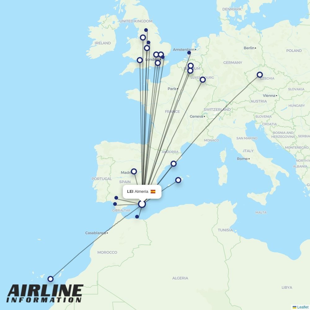 easyJet routes from LEI