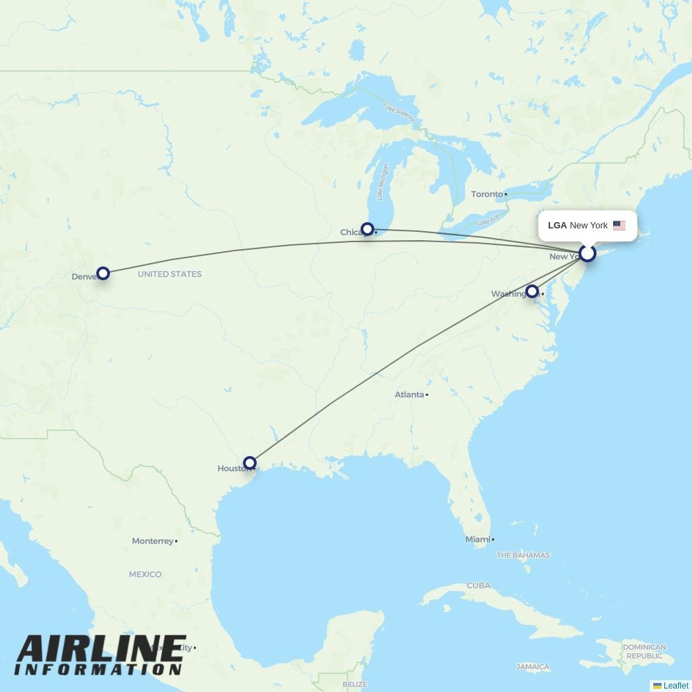 United routes from LGA