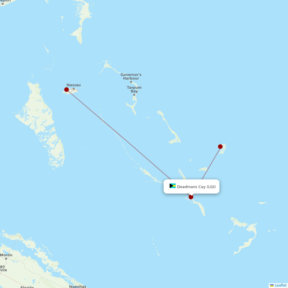 Bahamasair at LGI route map