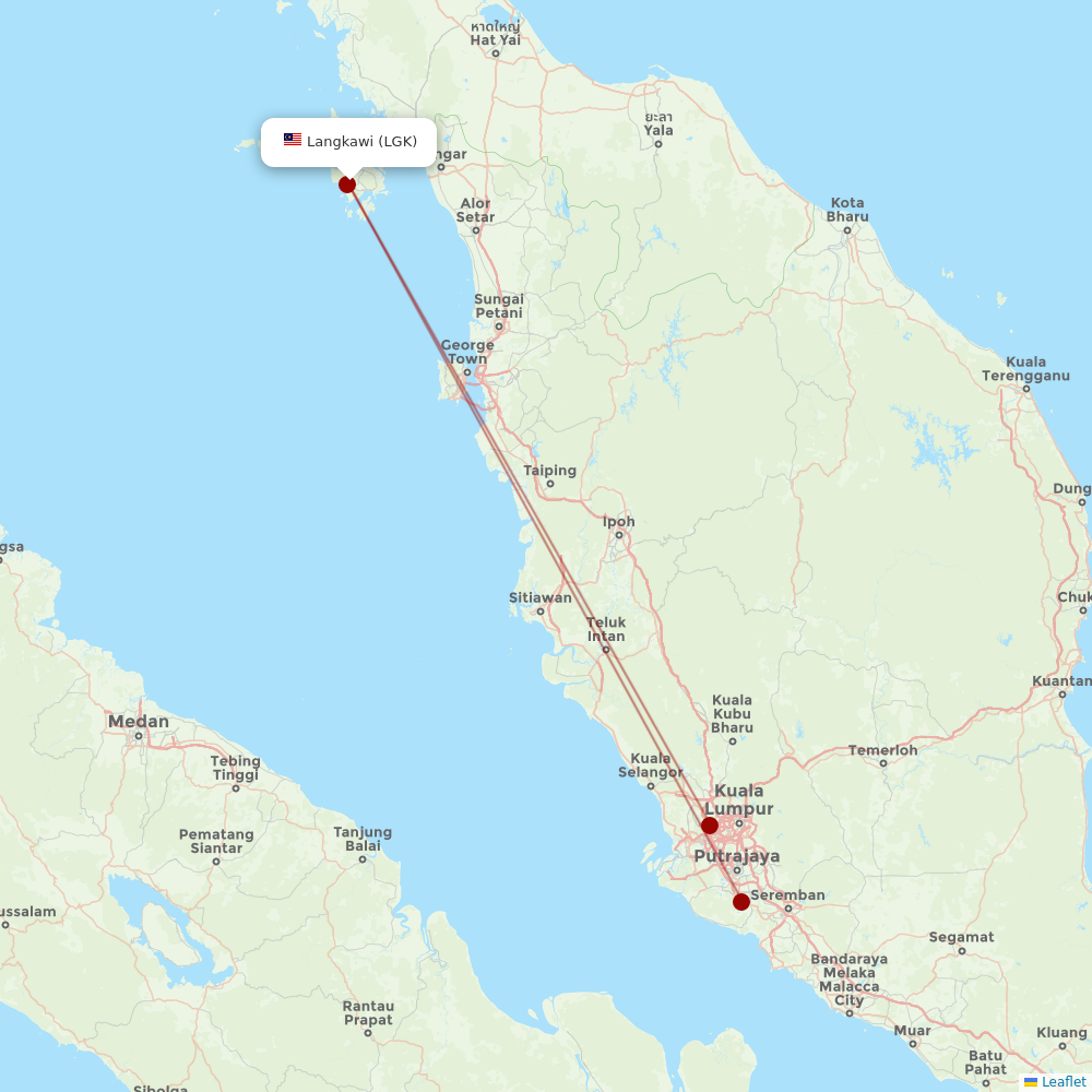 Batik Air Malaysia at LGK route map