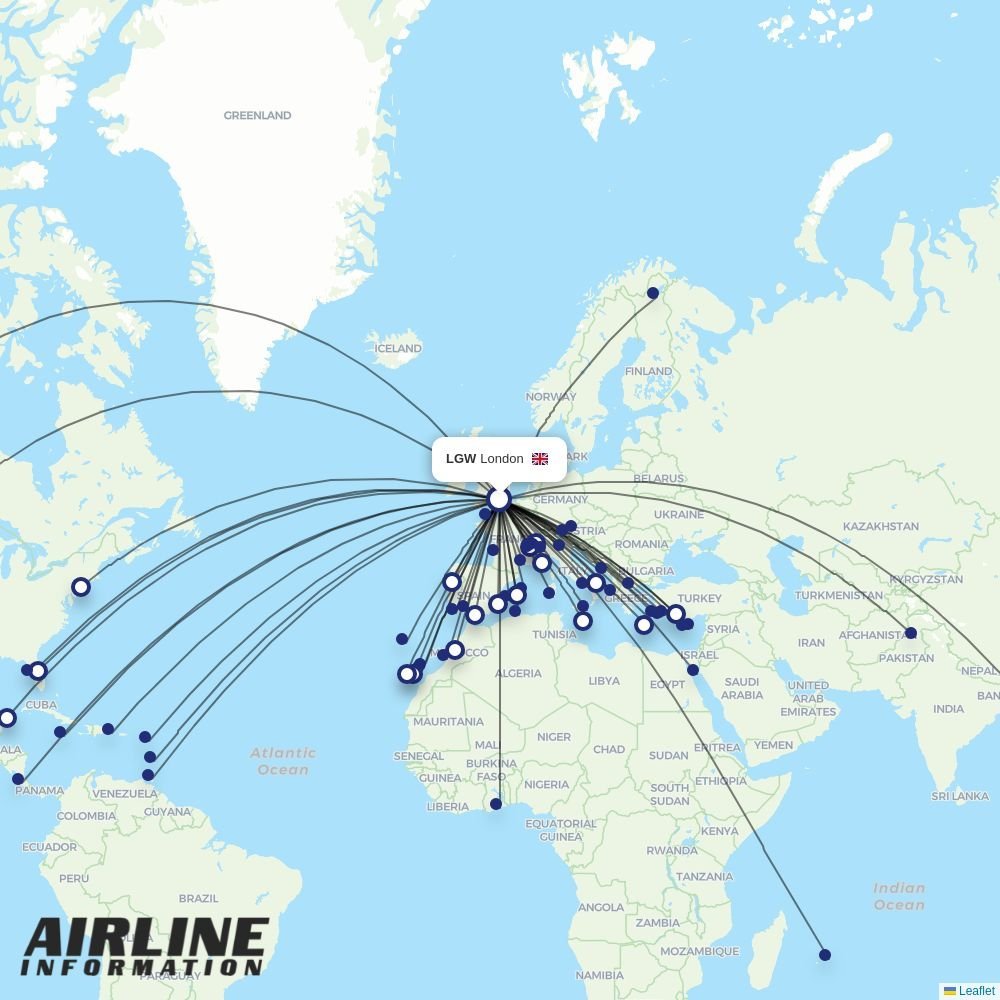 British Airways routes from LGW