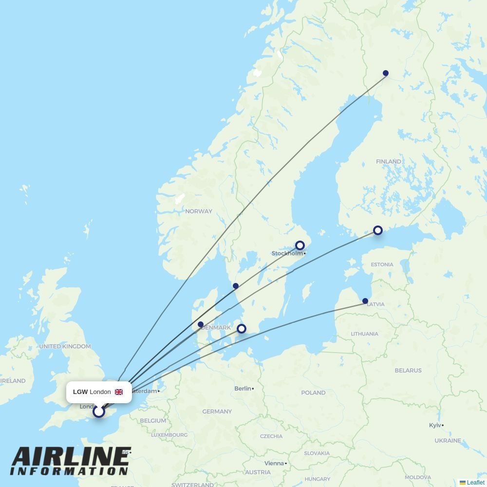 Norwegian Air Sweden routes from LGW