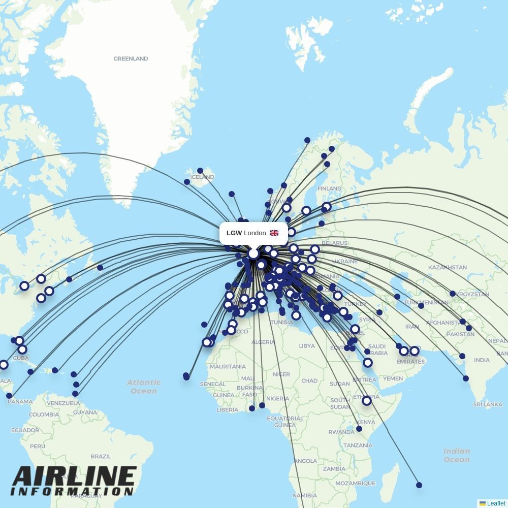Norwegian routes from LGW