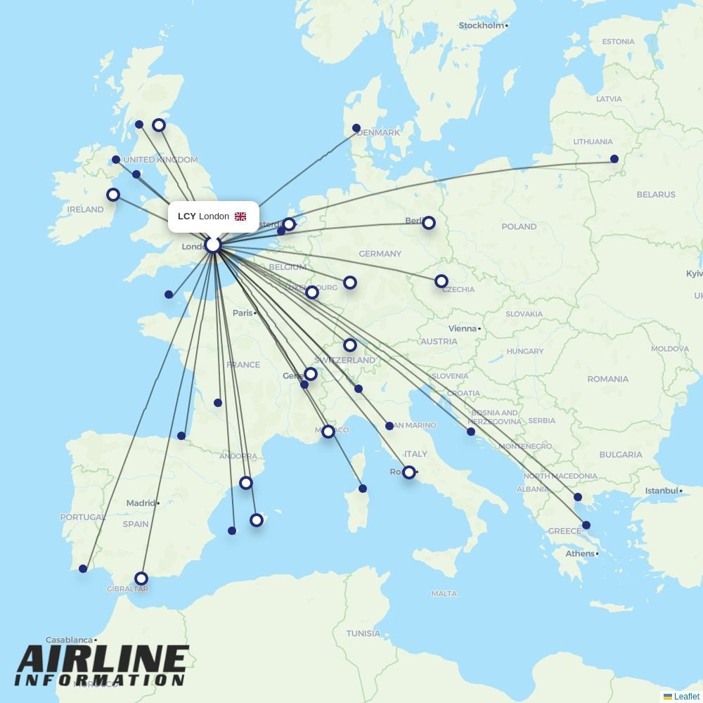 SWISS routes from LGW