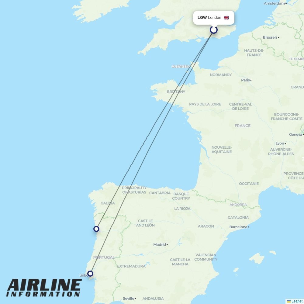 TAP routes from LGW