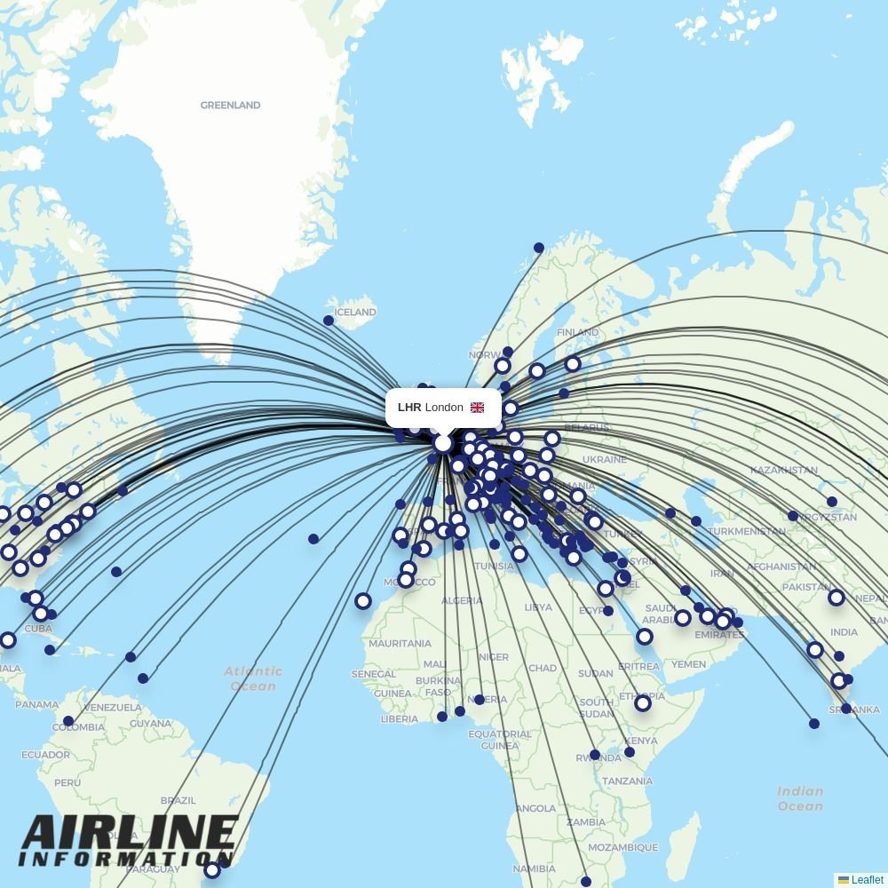 Air India routes from LHR