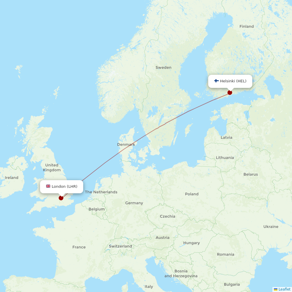 Finnair at LHR route map