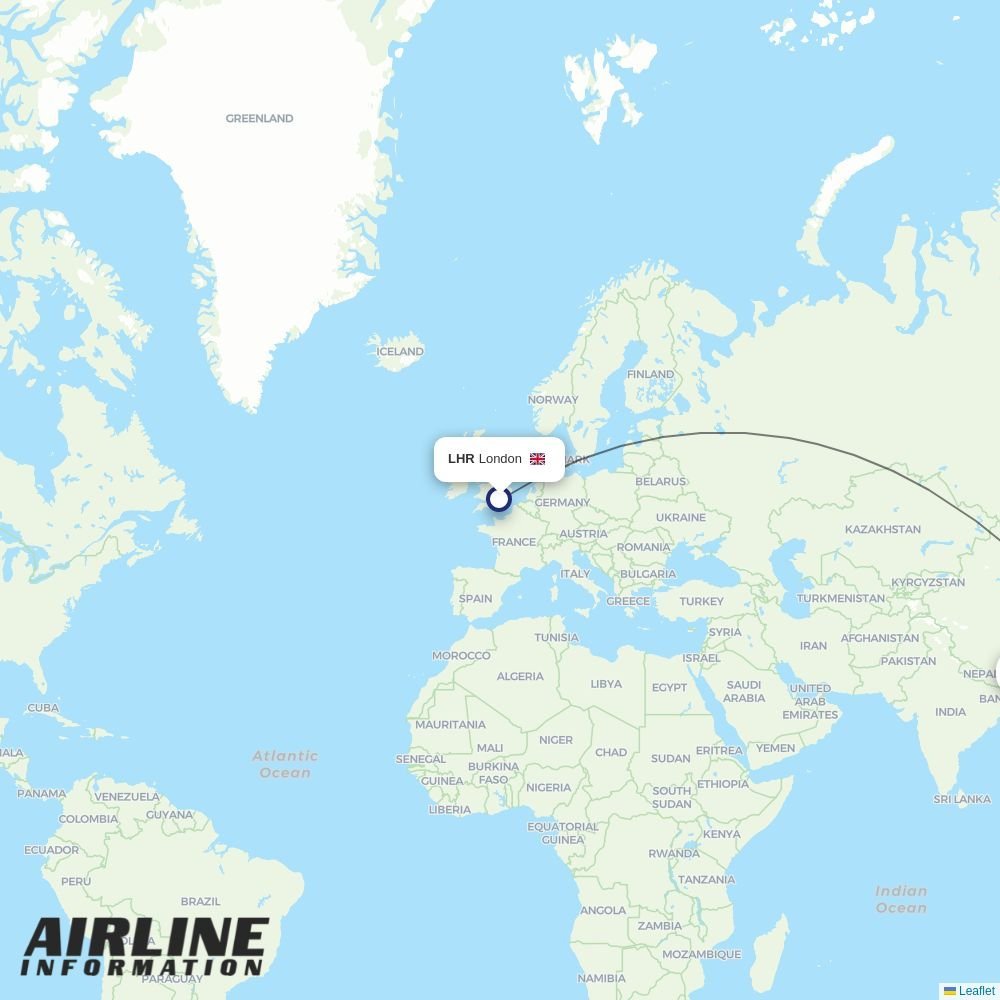 Cathay Pacific routes from LHR