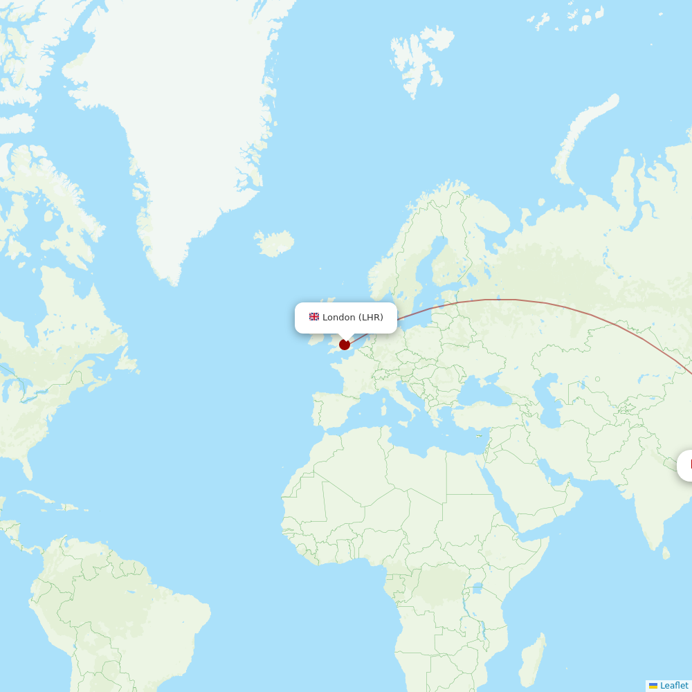 Cathay Pacific at LHR route map