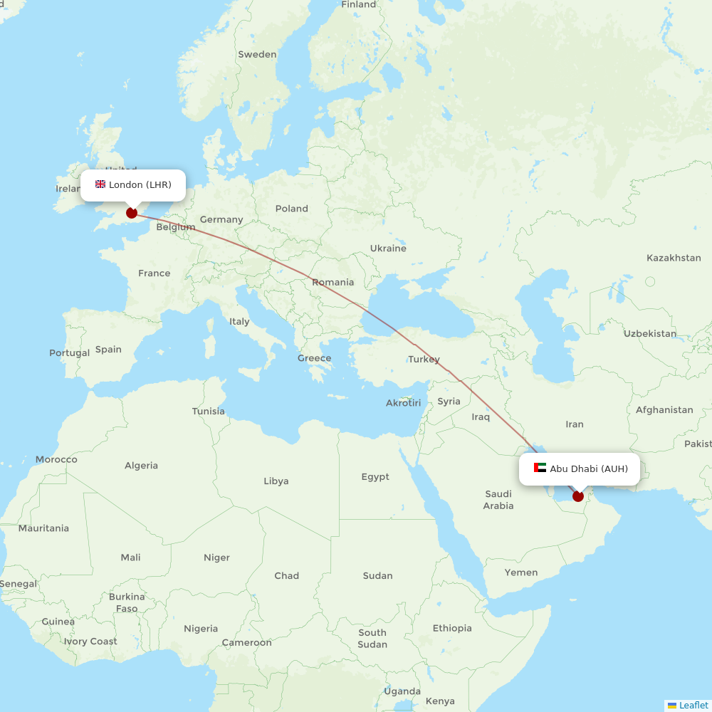 Etihad Airways at LHR route map