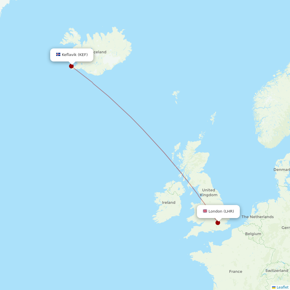 Icelandair at LHR route map