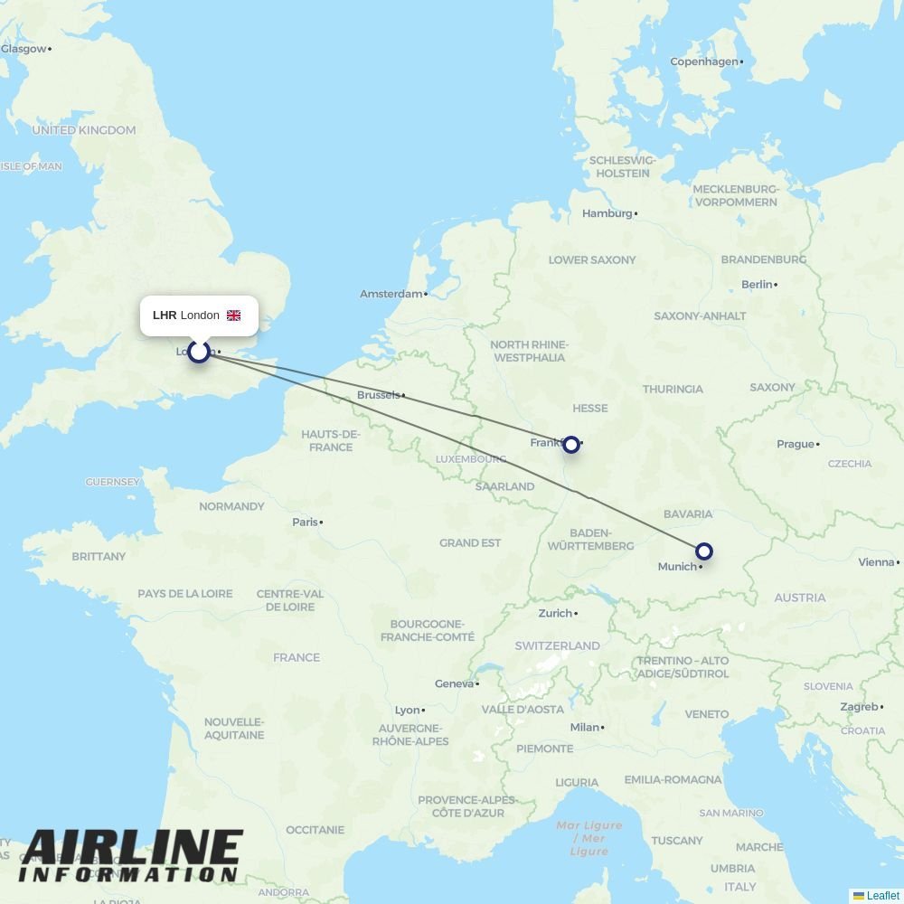 Lufthansa routes from LHR