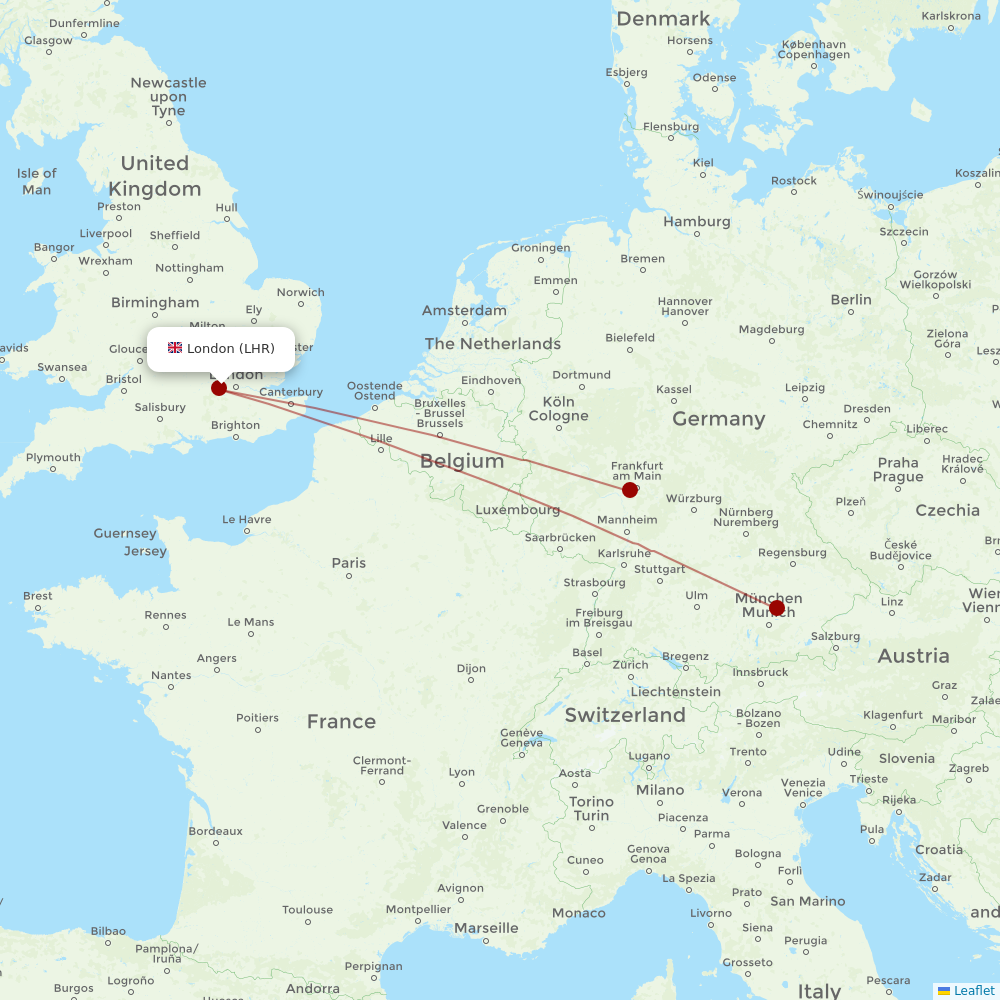 Lufthansa at LHR route map