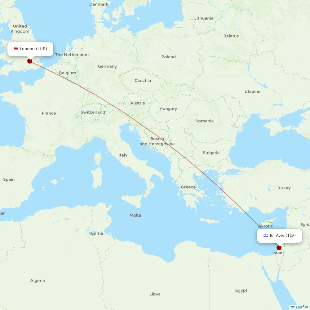 El Al at LHR route map