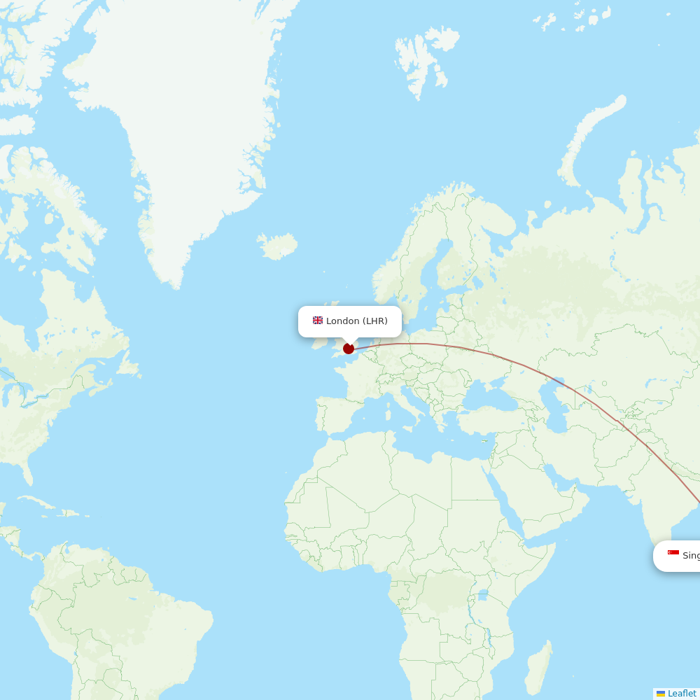 Singapore Airlines at LHR route map
