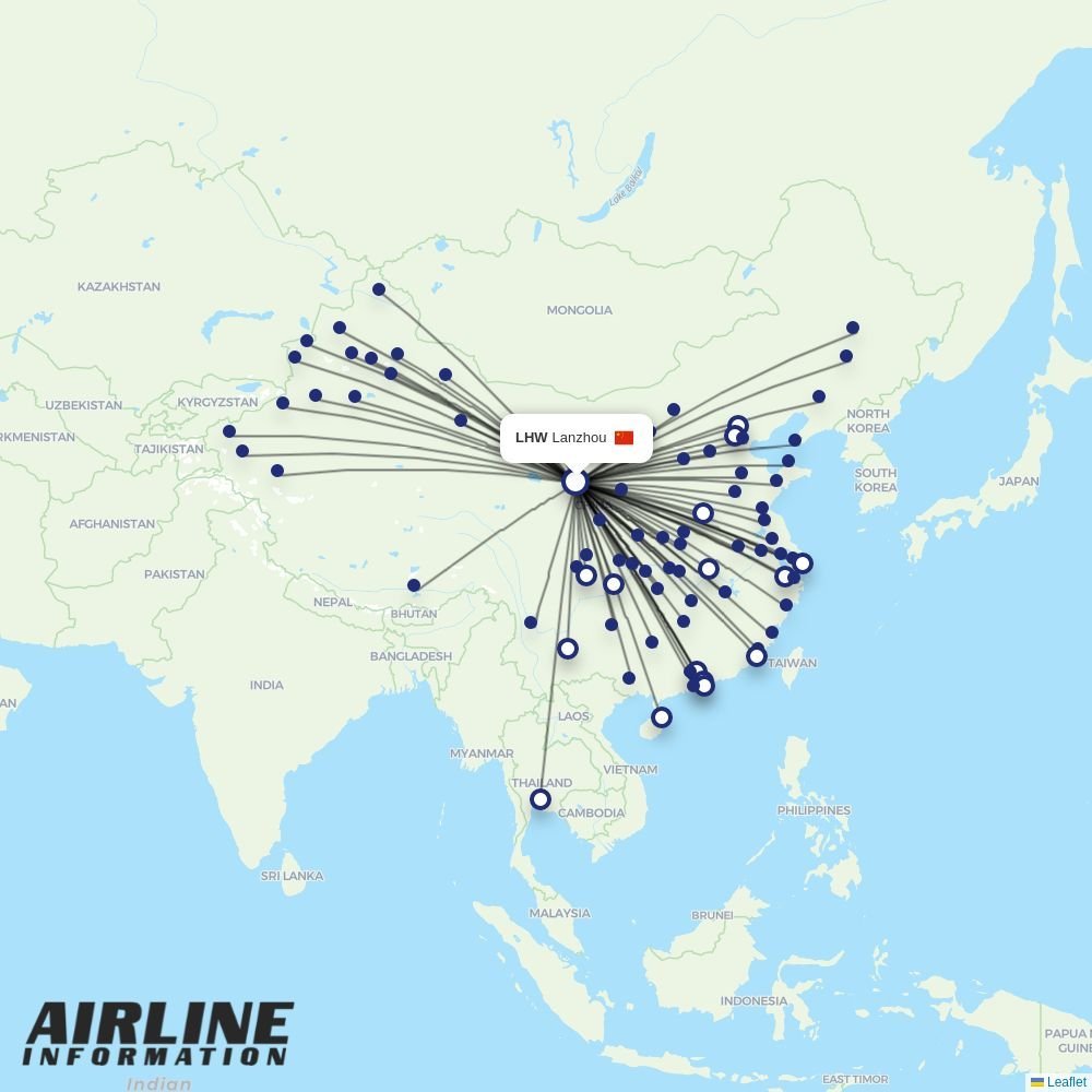 Spring Airlines routes from LHW