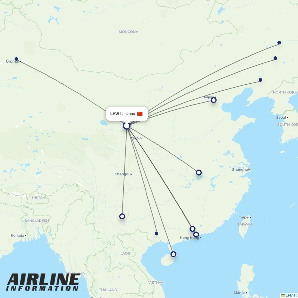 China Southern routes from LHW
