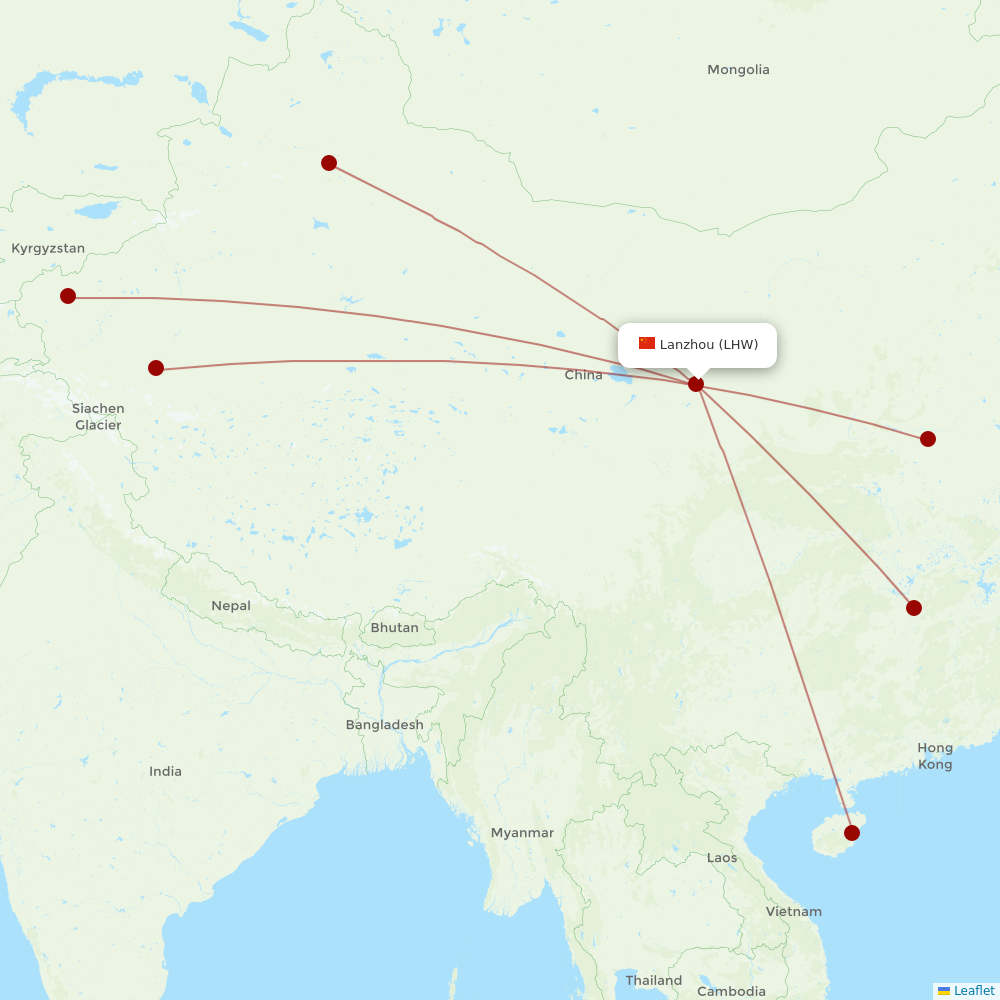 Urumqi Airlines at LHW route map