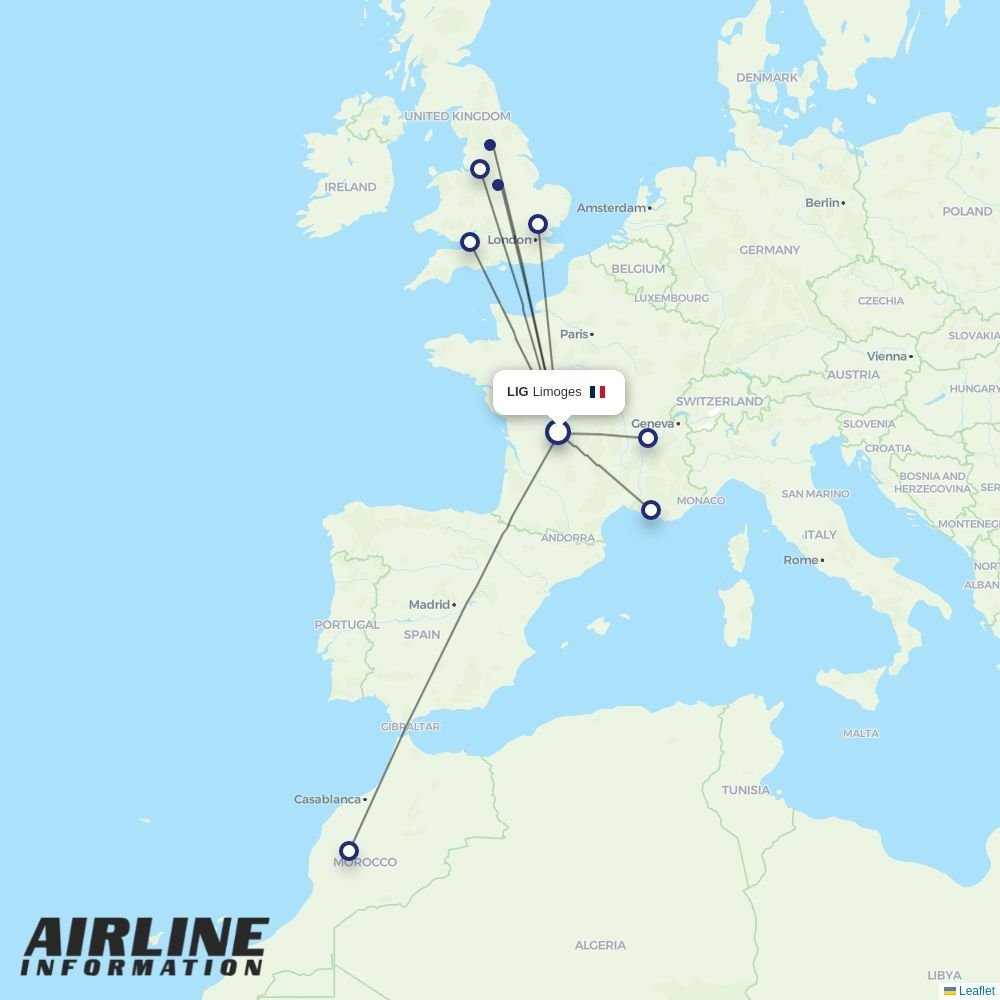 Ryanair UK routes from LIG