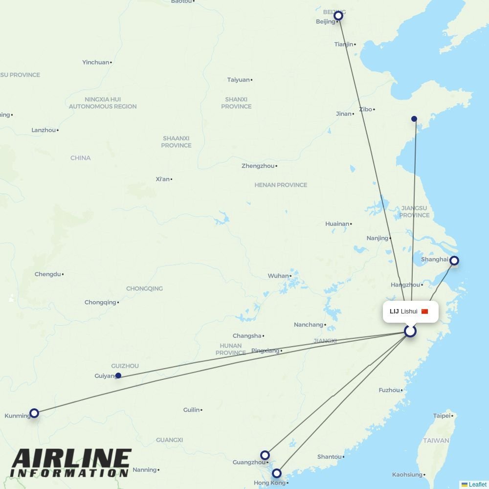 Donghai Airlines routes from LIJ