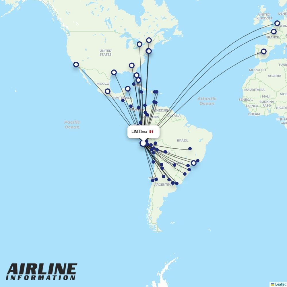 Aerolineas Argentinas routes from LIM