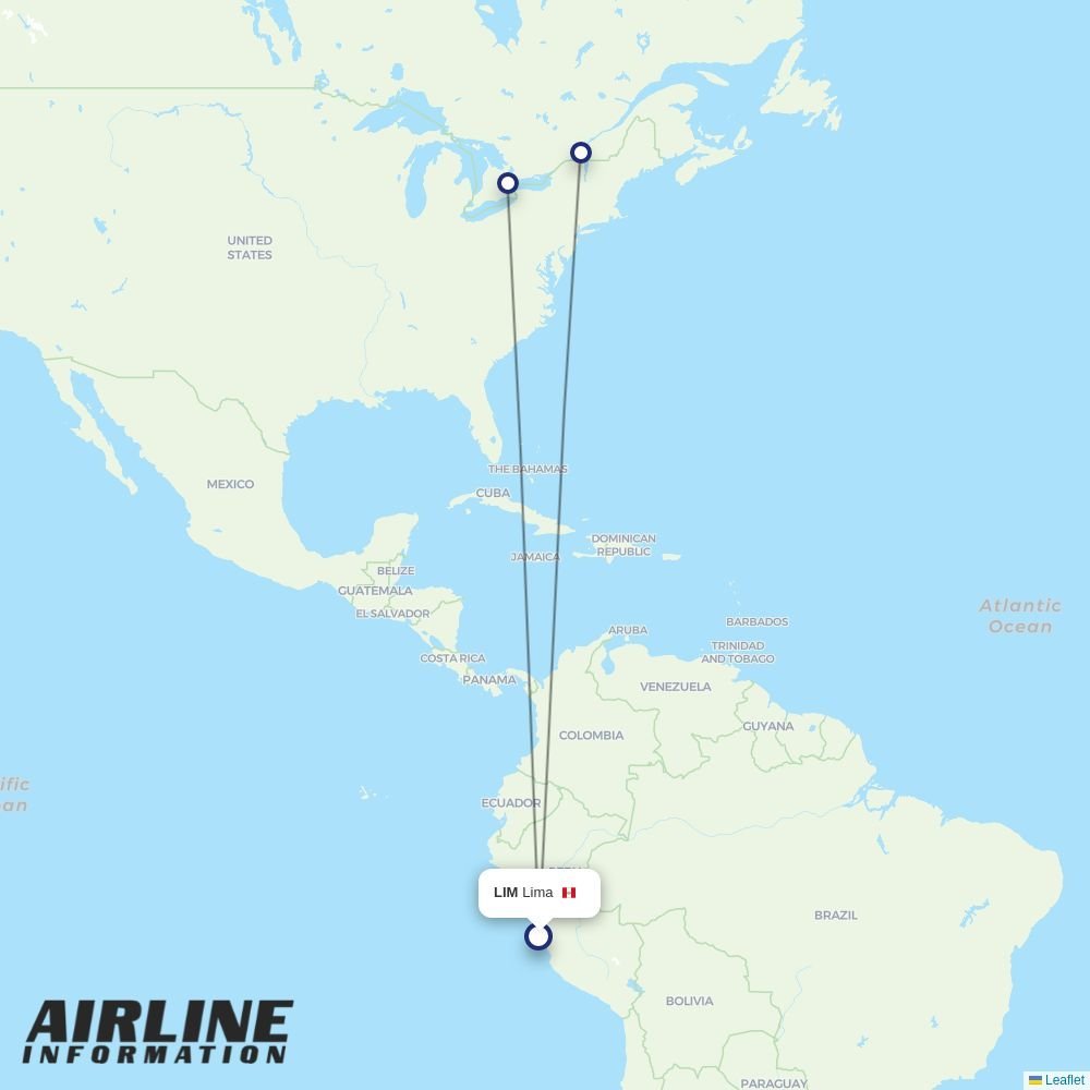 Air Transat routes from LIM