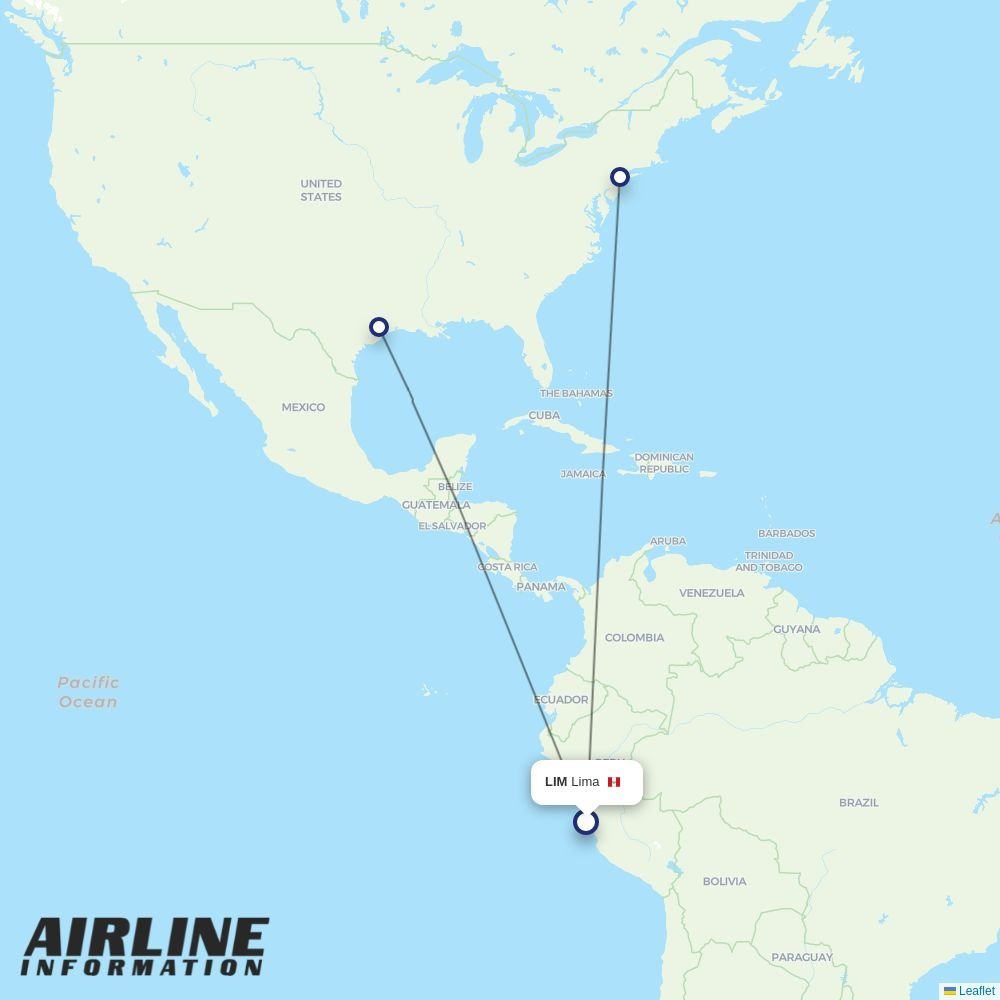 United routes from LIM