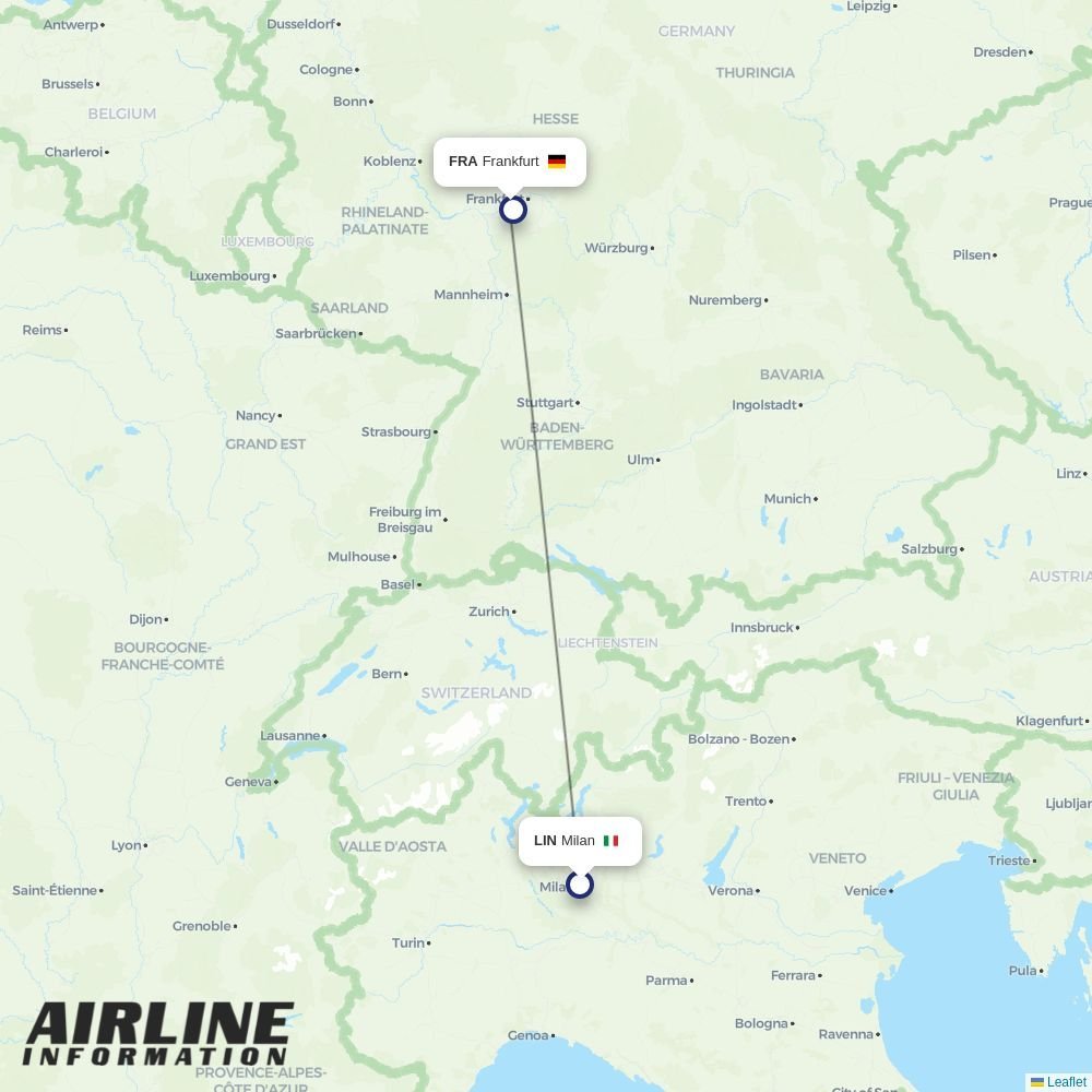 Lufthansa routes from LIN