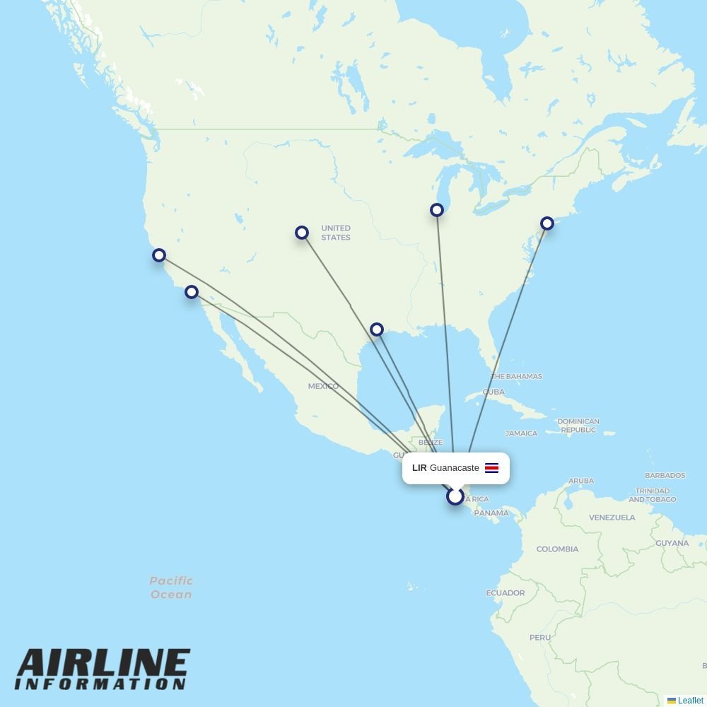 United routes from LIR