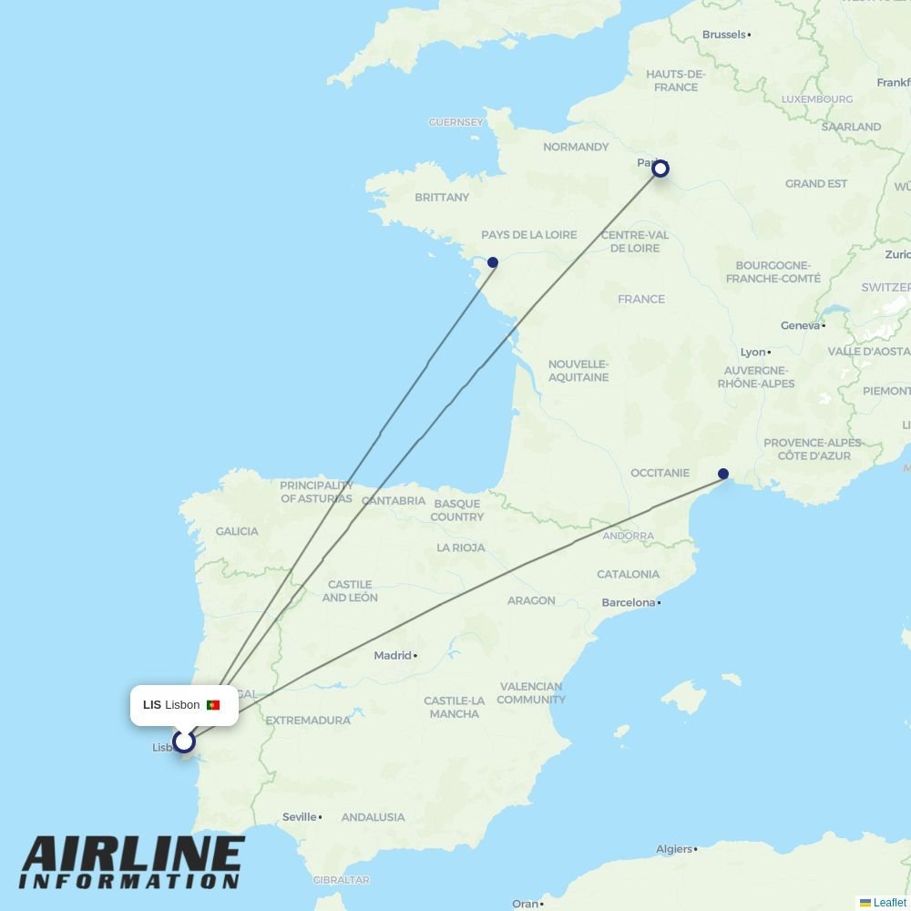 Transavia France routes from LIS