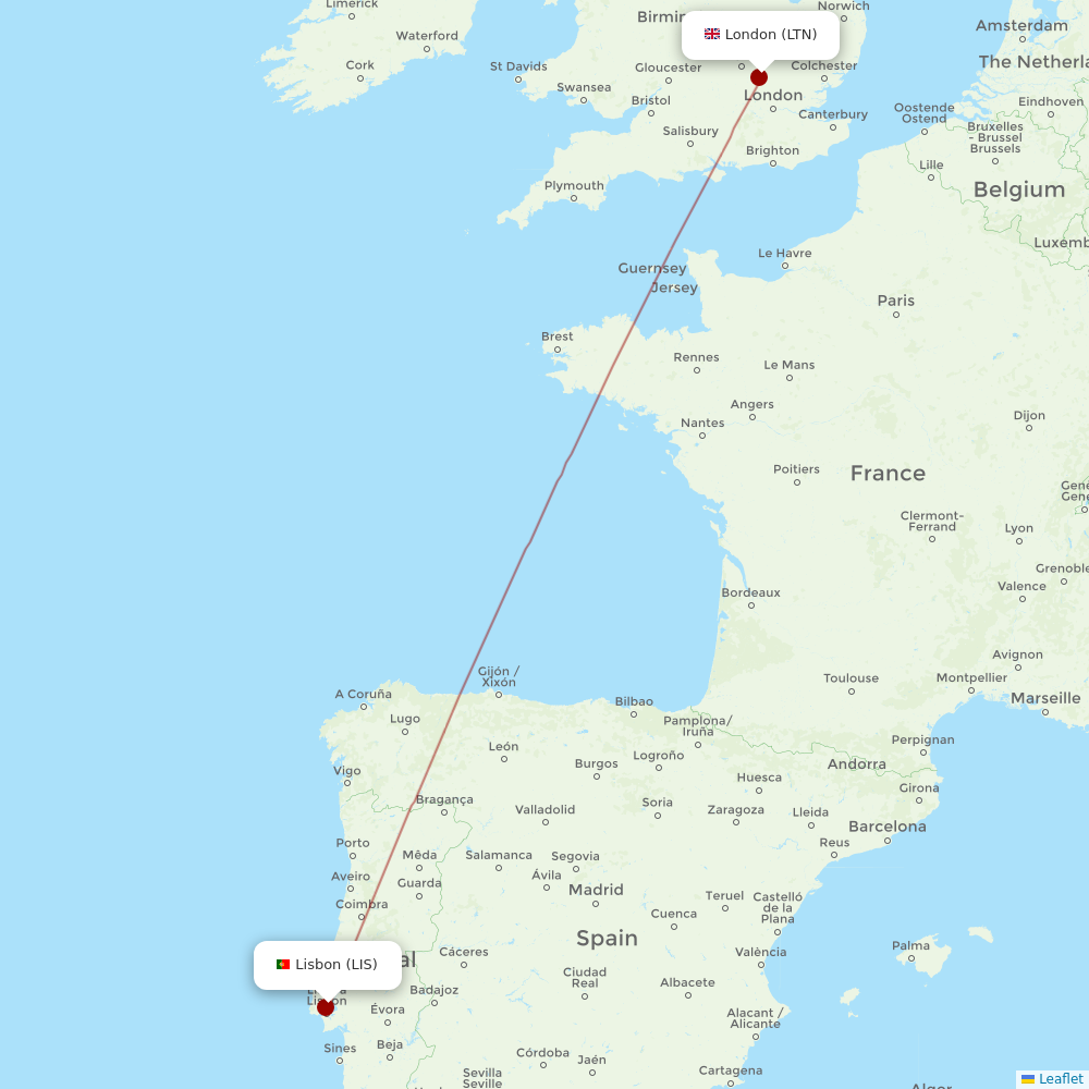 Wizz Air UK at LIS route map