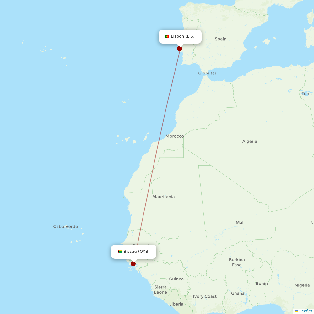 EuroAtlantic Airways at LIS route map