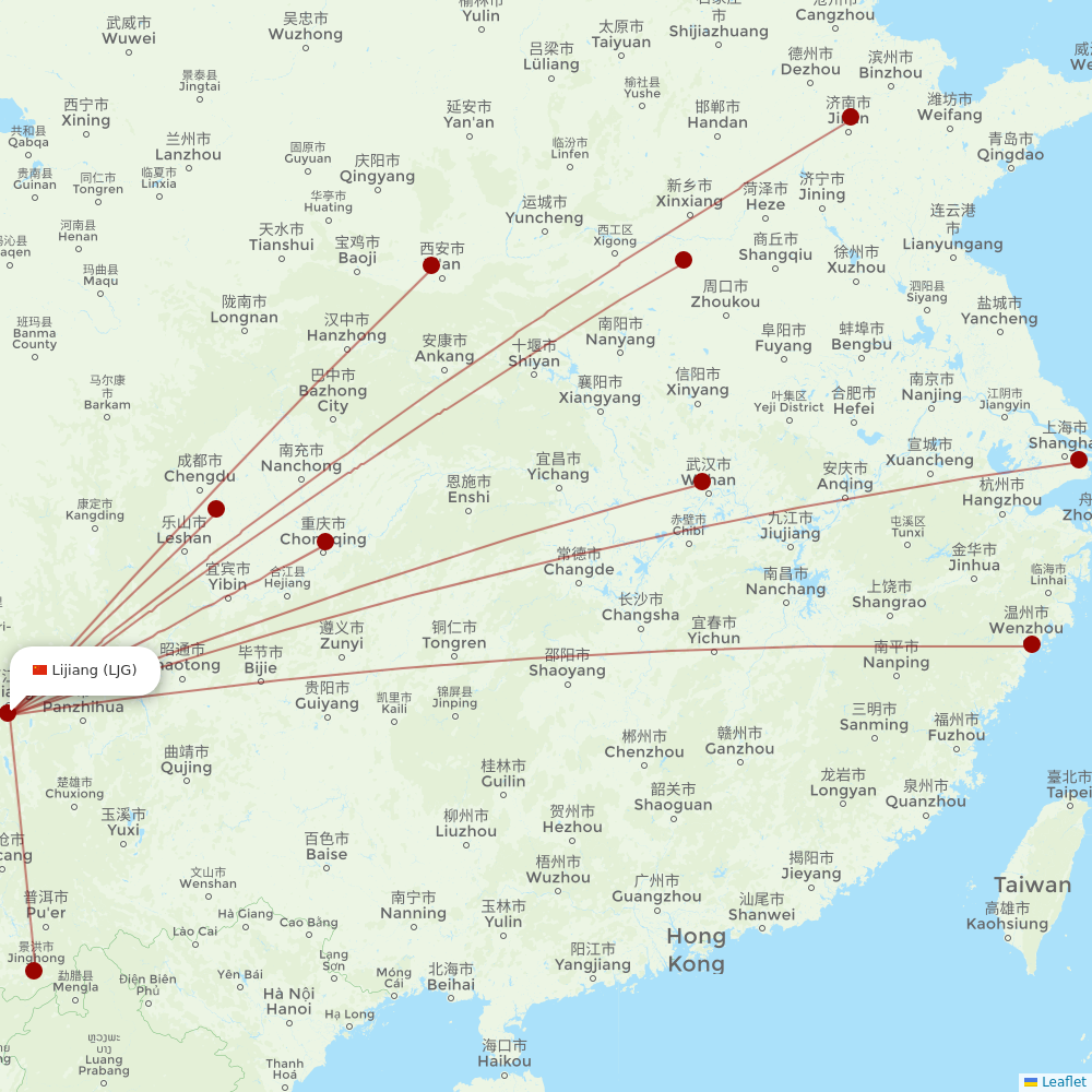 Lucky Air at LJG route map