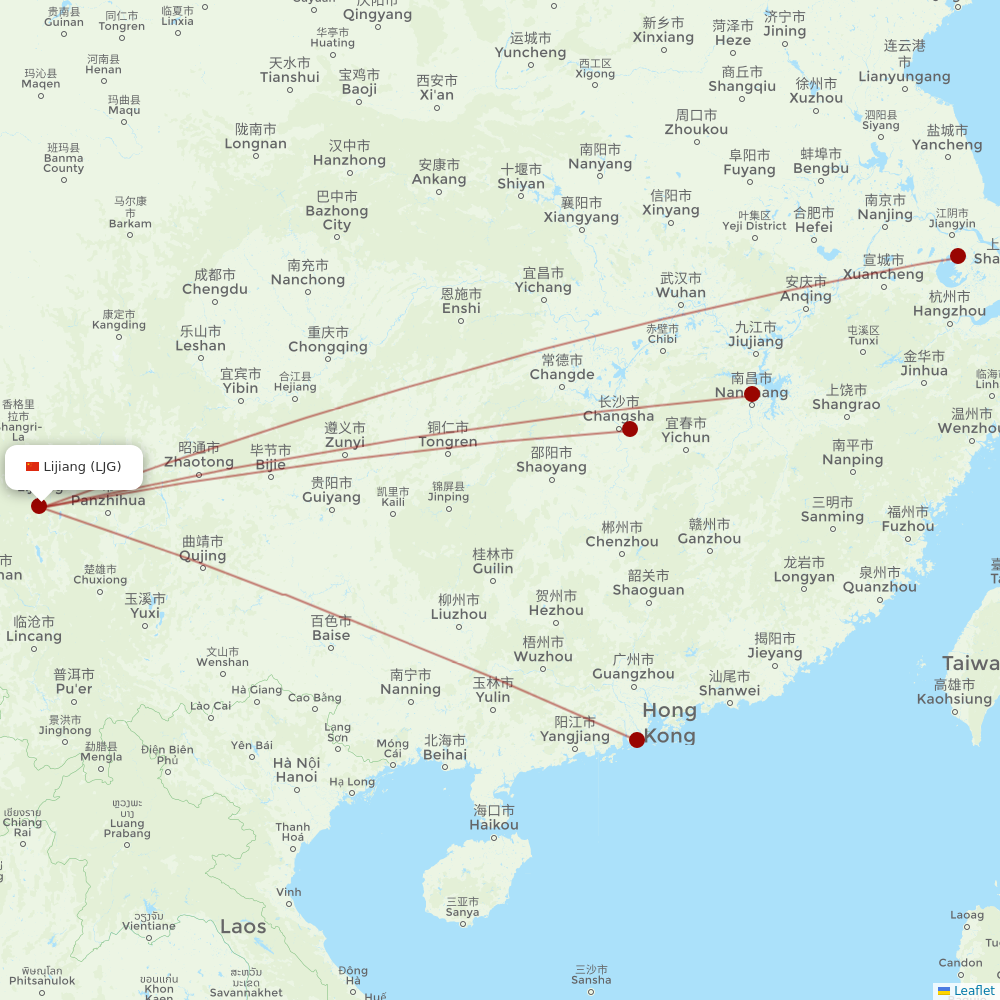 HongTu Airlines at LJG route map