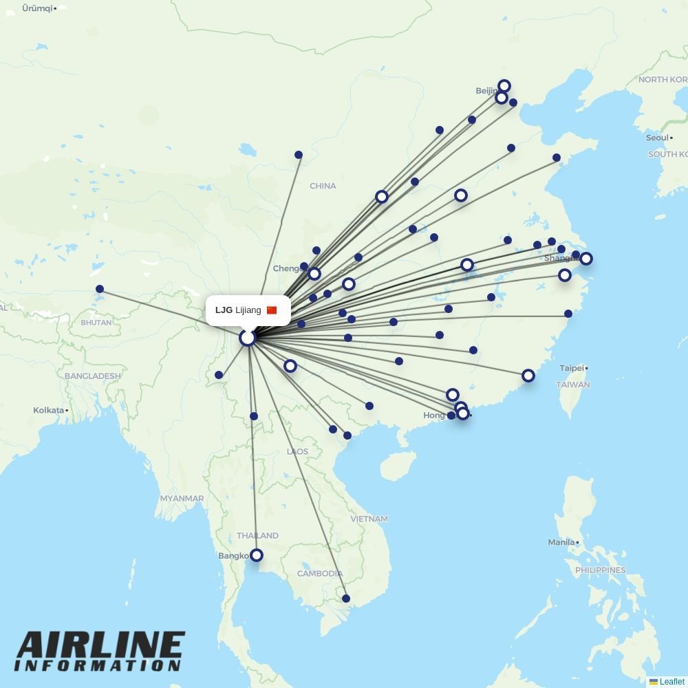 Air China routes from LJG