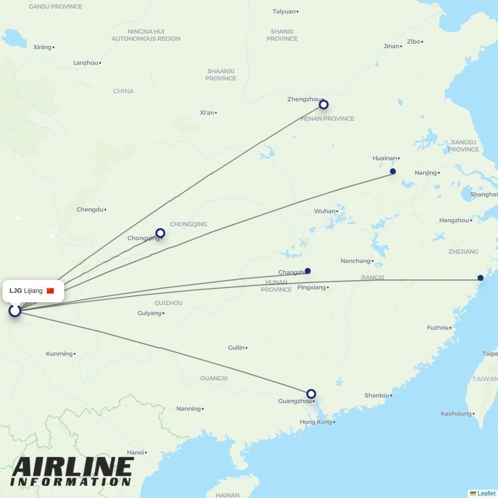 West Air (China) routes from LJG