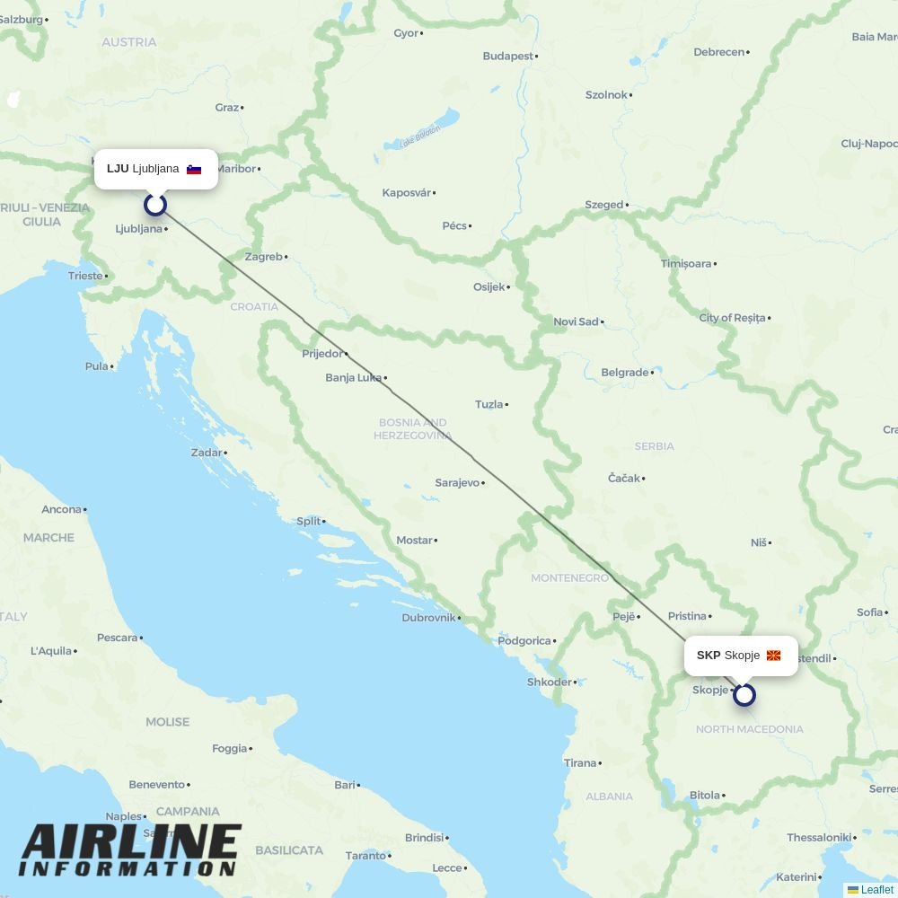Wizz Air routes from LJU