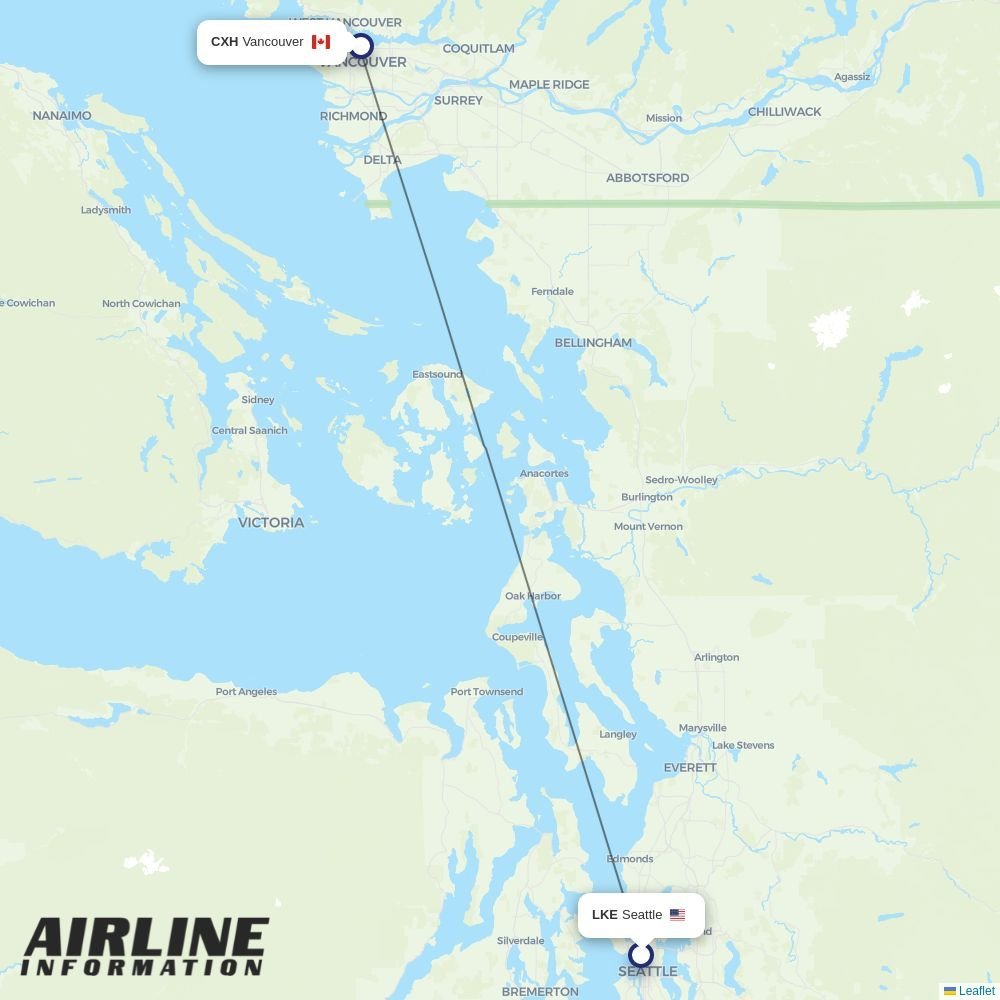 Harbour Air routes from LKE