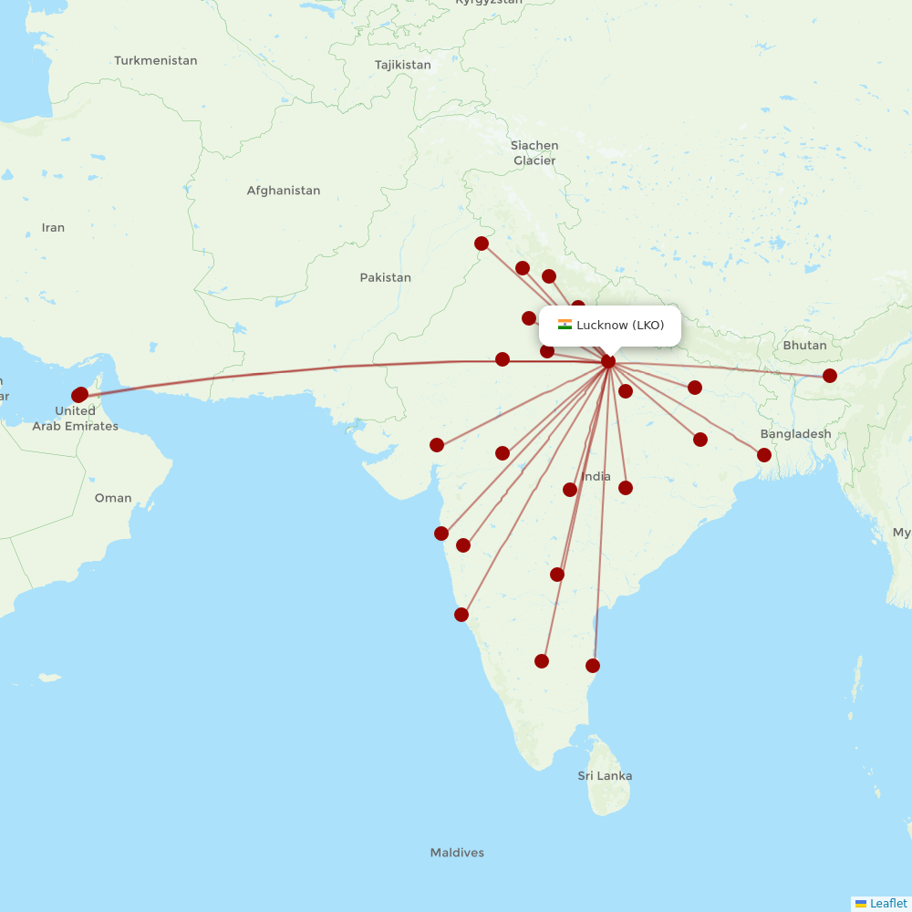 IndiGo at LKO route map