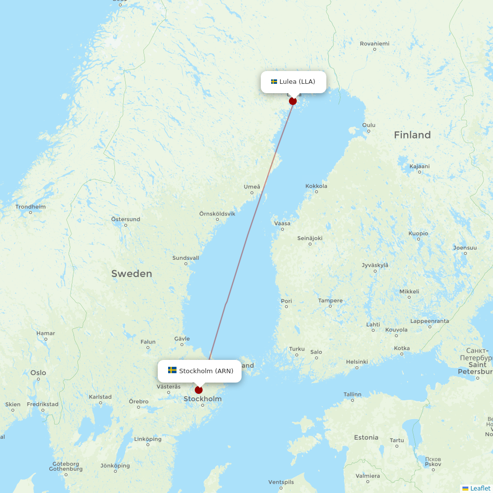 Norwegian Air Intl at LLA route map