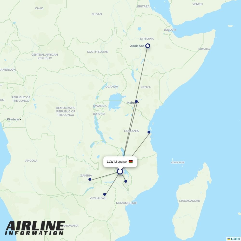 Ethiopian routes from LLW