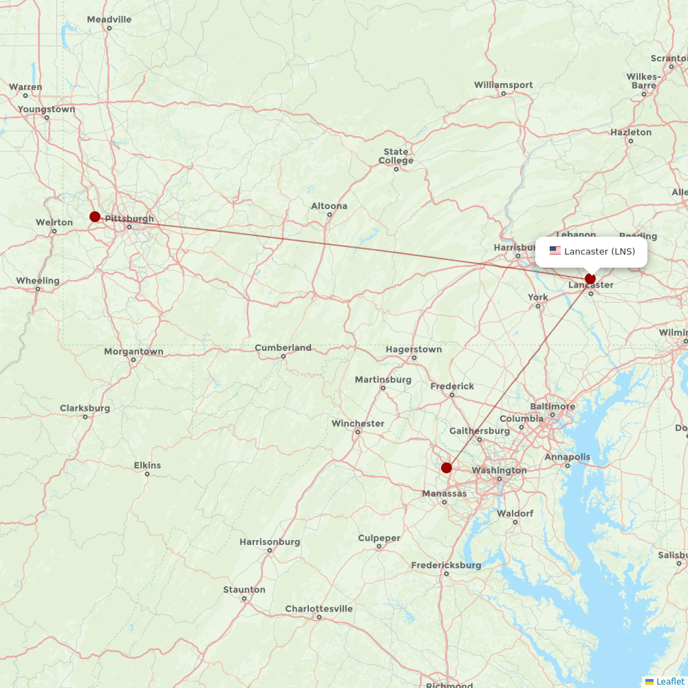 Southern Airways Express at LNS route map