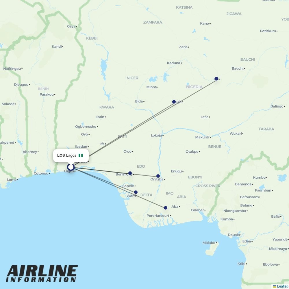Arik routes from LOS