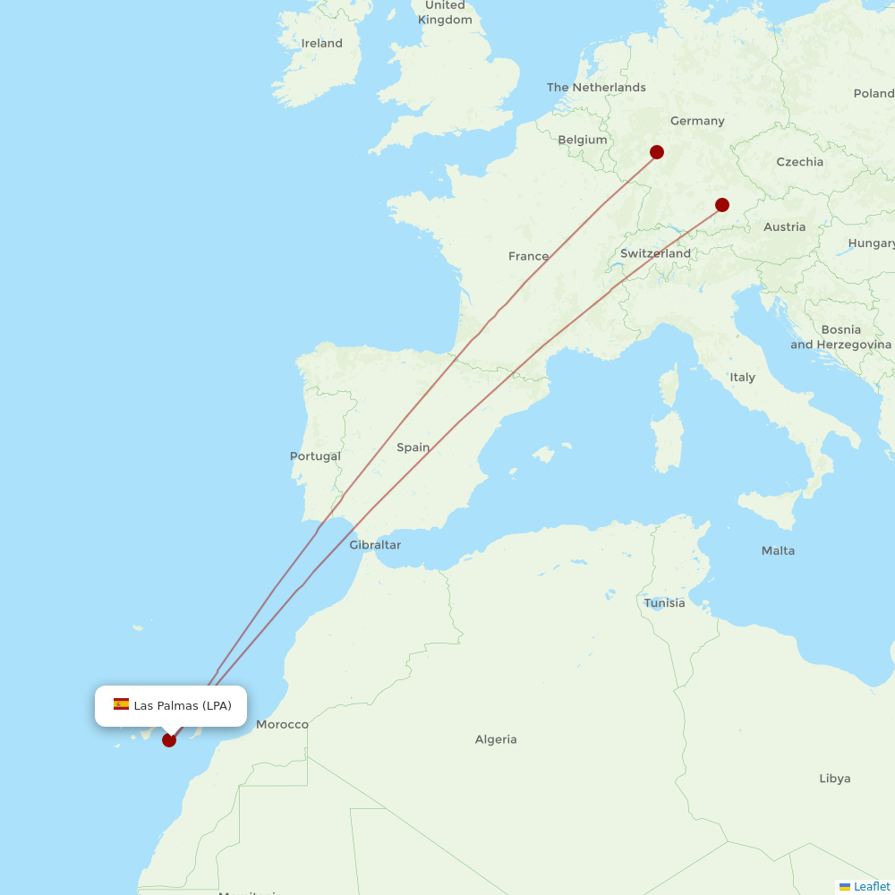 Airbus Transport International at LPA route map