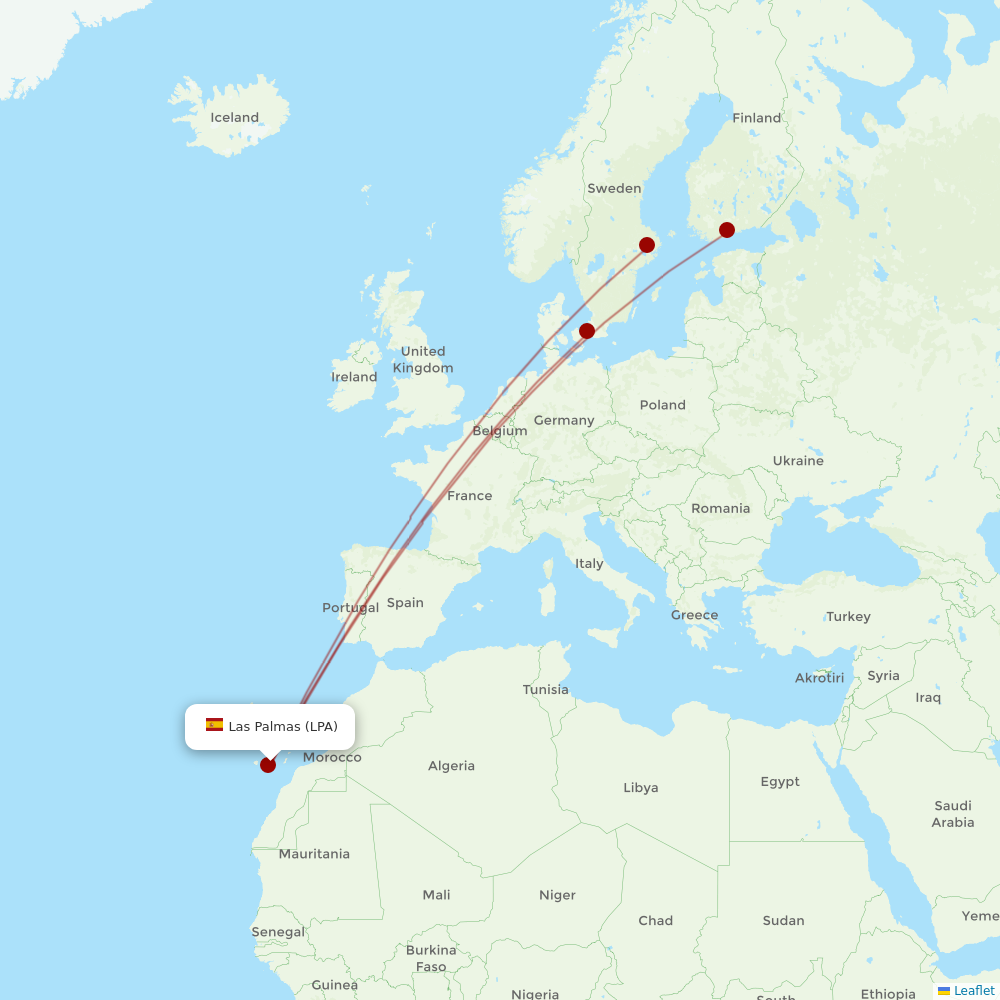 Norwegian Air Intl at LPA route map