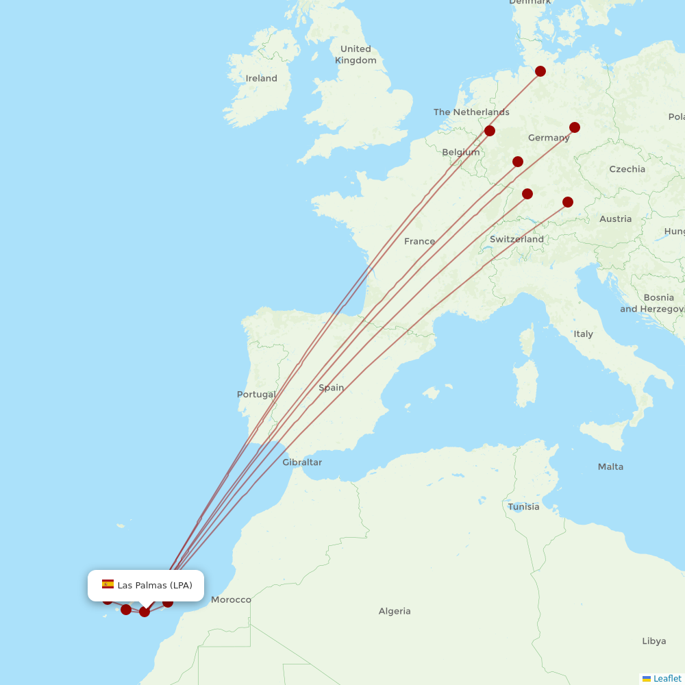 Condor at LPA route map